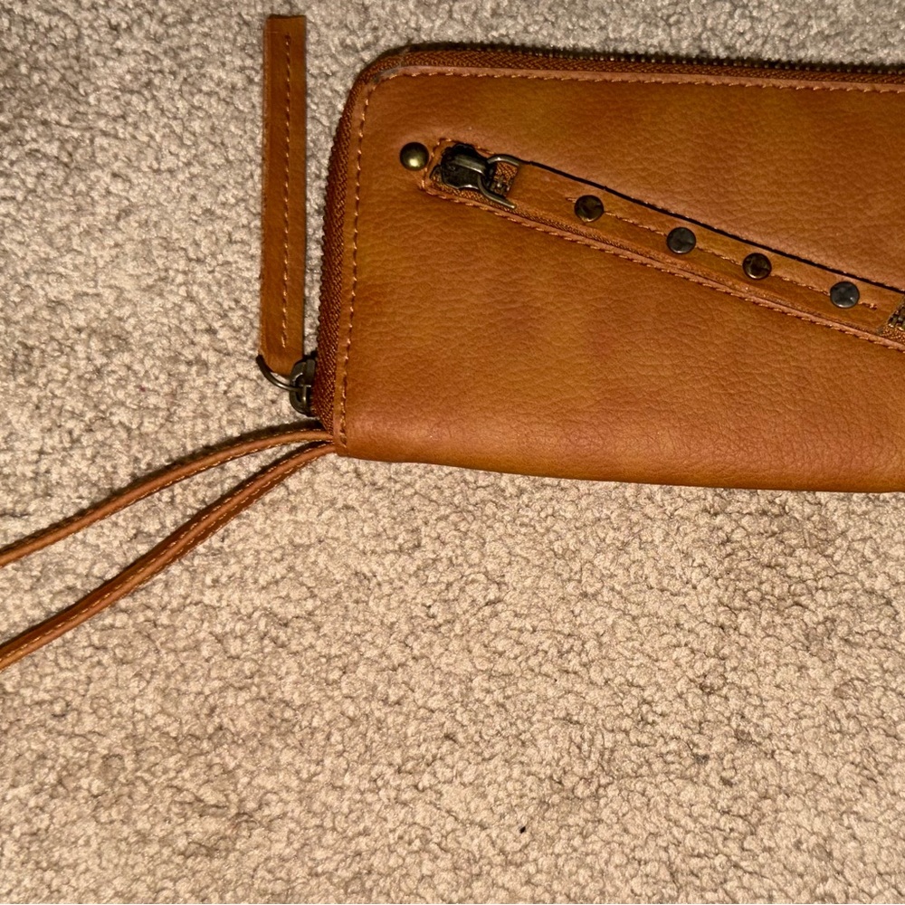Free People Tan Leather Zipper Wallet - Picture 2 of 3